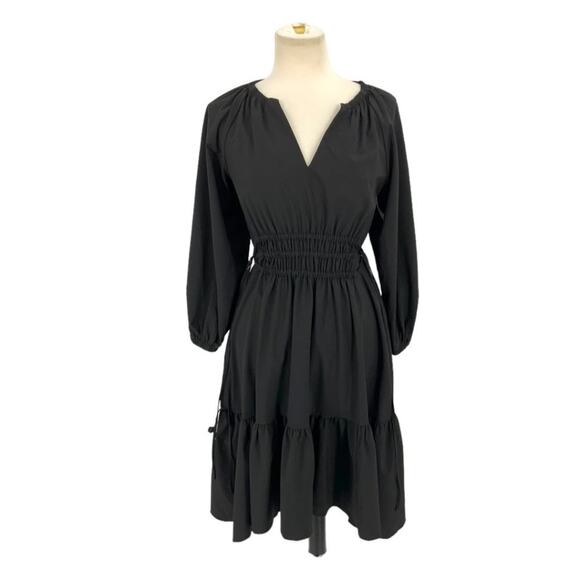 Calvin Klein Black Cinch Tie Fit and Flare Dress Size 2 NWOT $139 MSRP - Picture 2 of 10